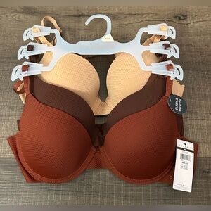 Danskin 3pk Sleek & Smooth Underwire T-shirt Bras Women's Size 36B #DS2985-49